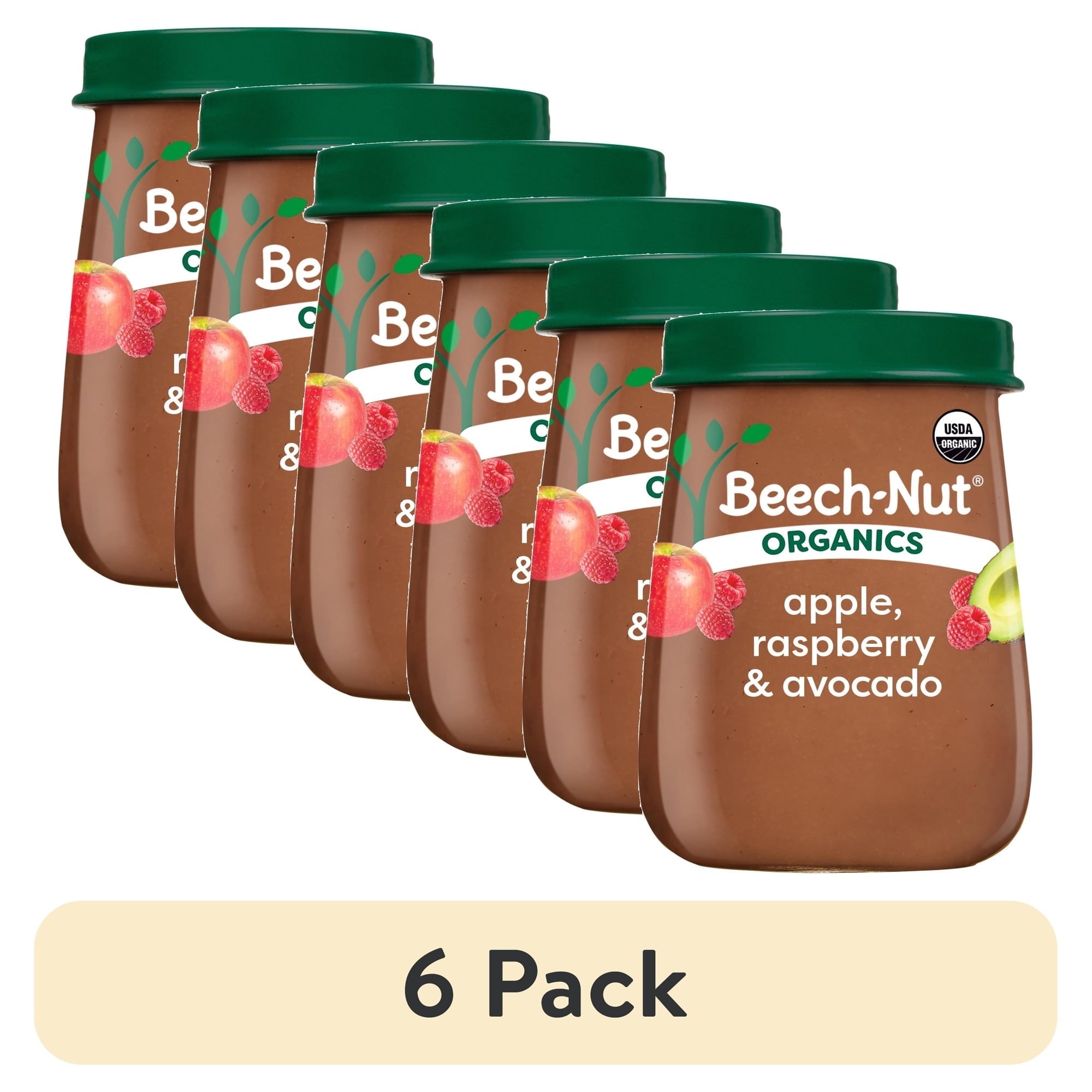Beech-Nut Organics Stage 2 Organic Baby Food, Apple Raspberries & Avocado, 4oz Jar
