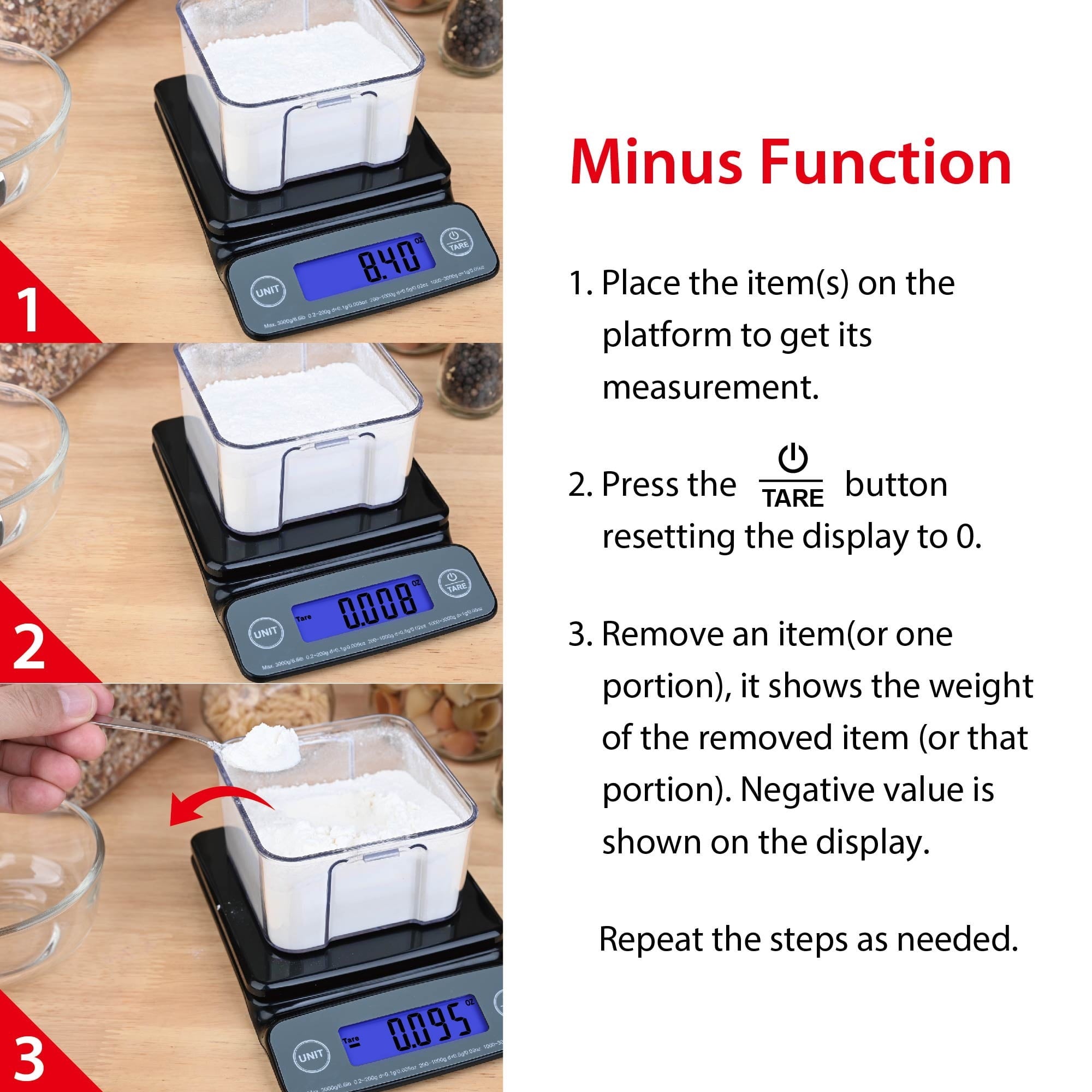 Mainstays 6LB High Precision Digital Kitchen Scale with Blue Backlit, Black