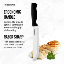 Butcher knife with black ergonomic handle and stainless blade