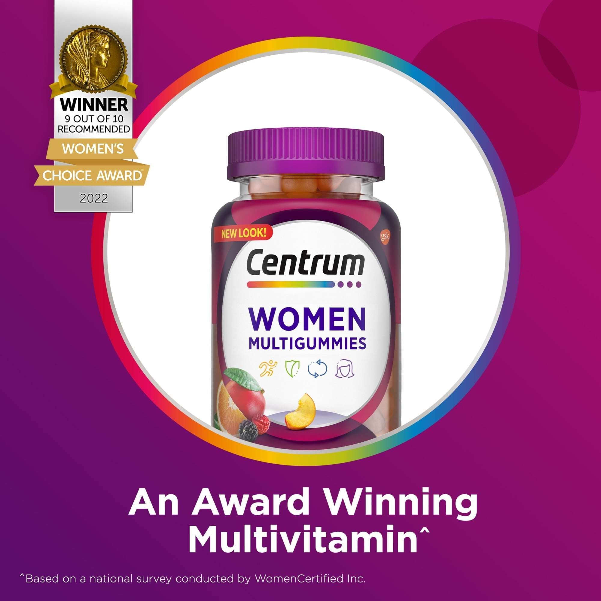 Centrum Multigummies Womens Gummy Vitamins, Multivitamin With Vitamin A, B & C, Assorted Fruit, 100 Count