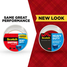 Scotch shipping tape rolls shown with old and new packaging labels.