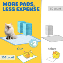 Dog training pad value pack infographic with 100-count and 50-count comparison