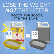 Lightweight clumping cat litter comparison with scoop and trays for 8.5 lb and 20 lb