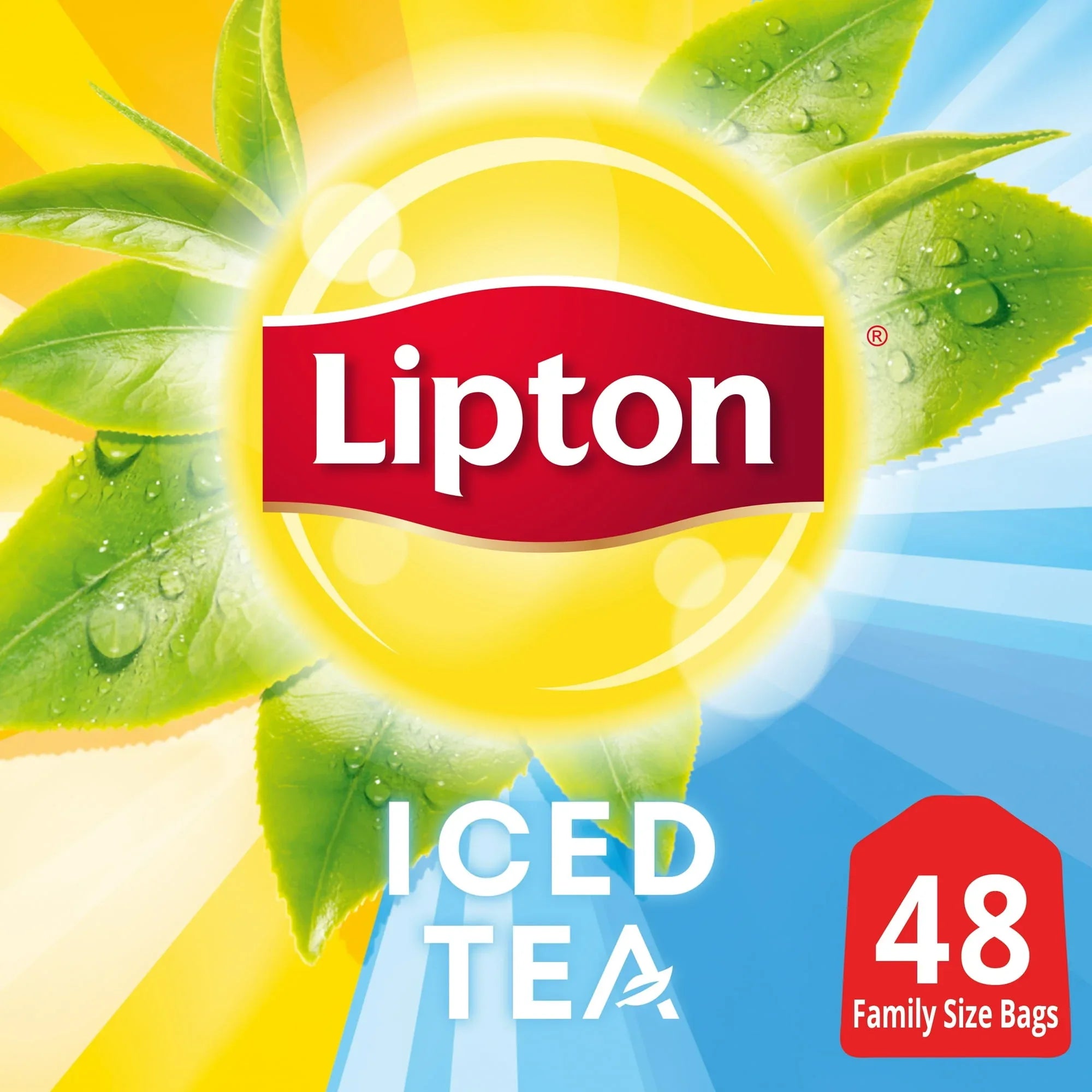 Lipton Family Sized Iced Black Tea, Caffeinated, Tea Bags 48 Count Box