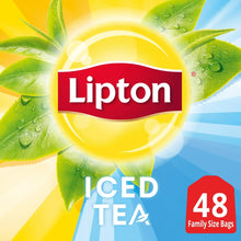 Lipton iced tea box with 48 family size bags badge