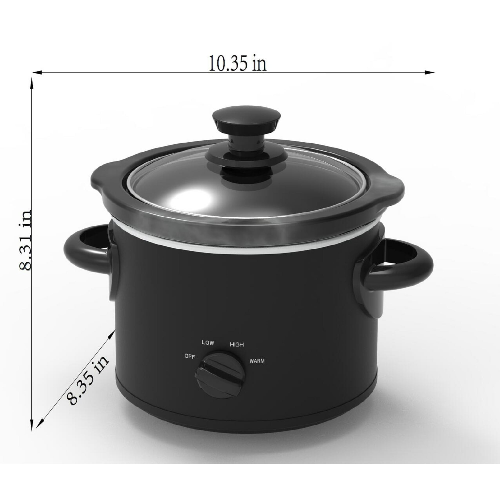 Mainstays 2 Quart Manual Slow Cooker, Durable Matte Black Finish