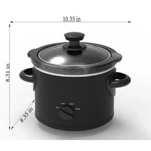 Matte black manual slow cooker with clear lid, knob dial, side handles