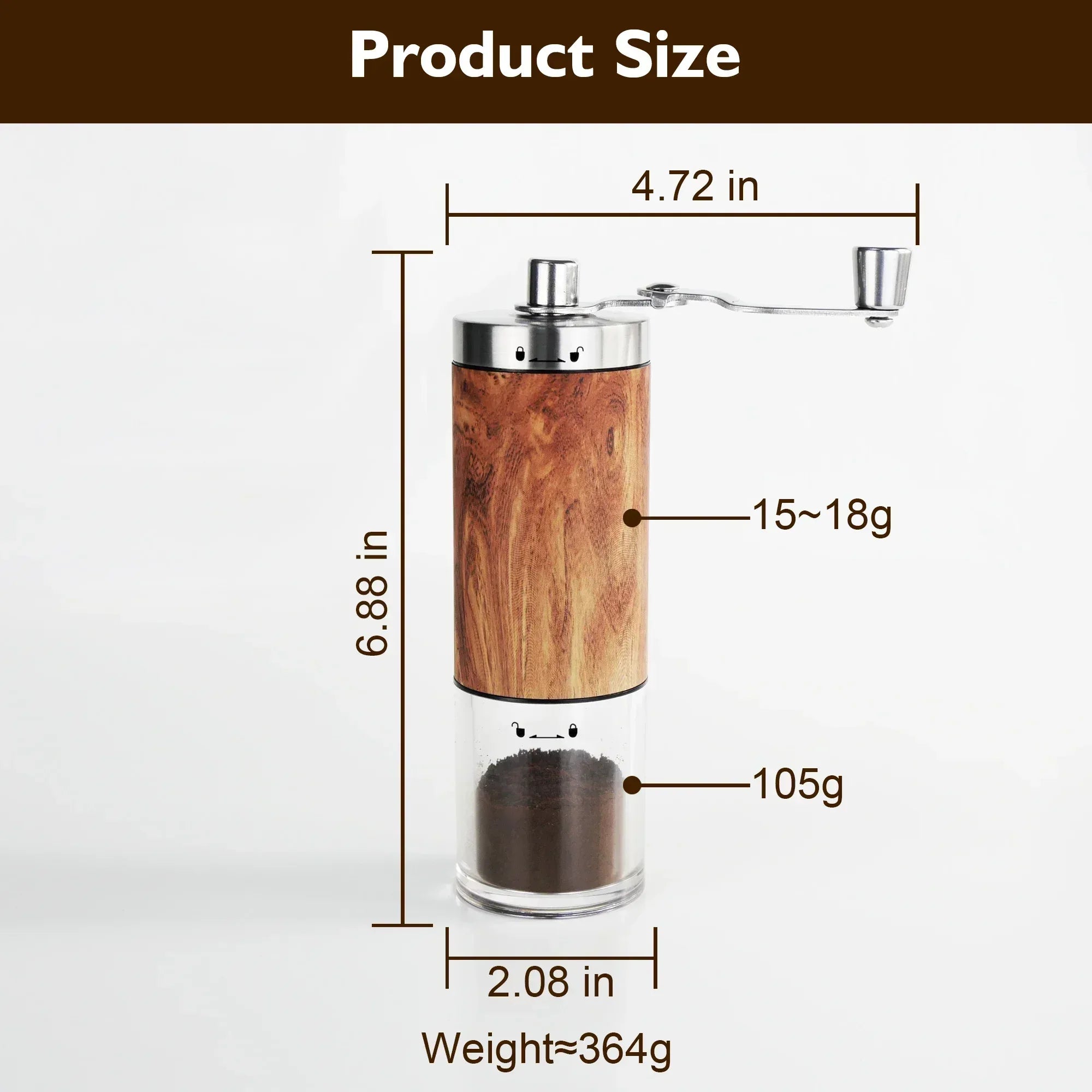 AGCAN Manual Coffee Grinder Portable Coffee Bean Mill Grinders with Ceramic Burr, 304 Stainless Steel Hand Crank - Fine Coarse Adjustable - for Outdoor, Travel, Espresso - USA MEGA SHOP