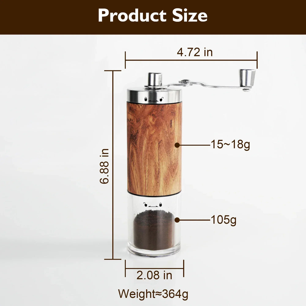 AGCAN Manual Coffee Grinder Portable Coffee Bean Mill Grinders with Ceramic Burr, 304 Stainless Steel Hand Crank - Fine Coarse Adjustable - for Outdoor, Travel, Espresso - USA MEGA SHOP