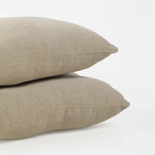 Solid chenille pillow set of 2, light beige square pillows, side close-up