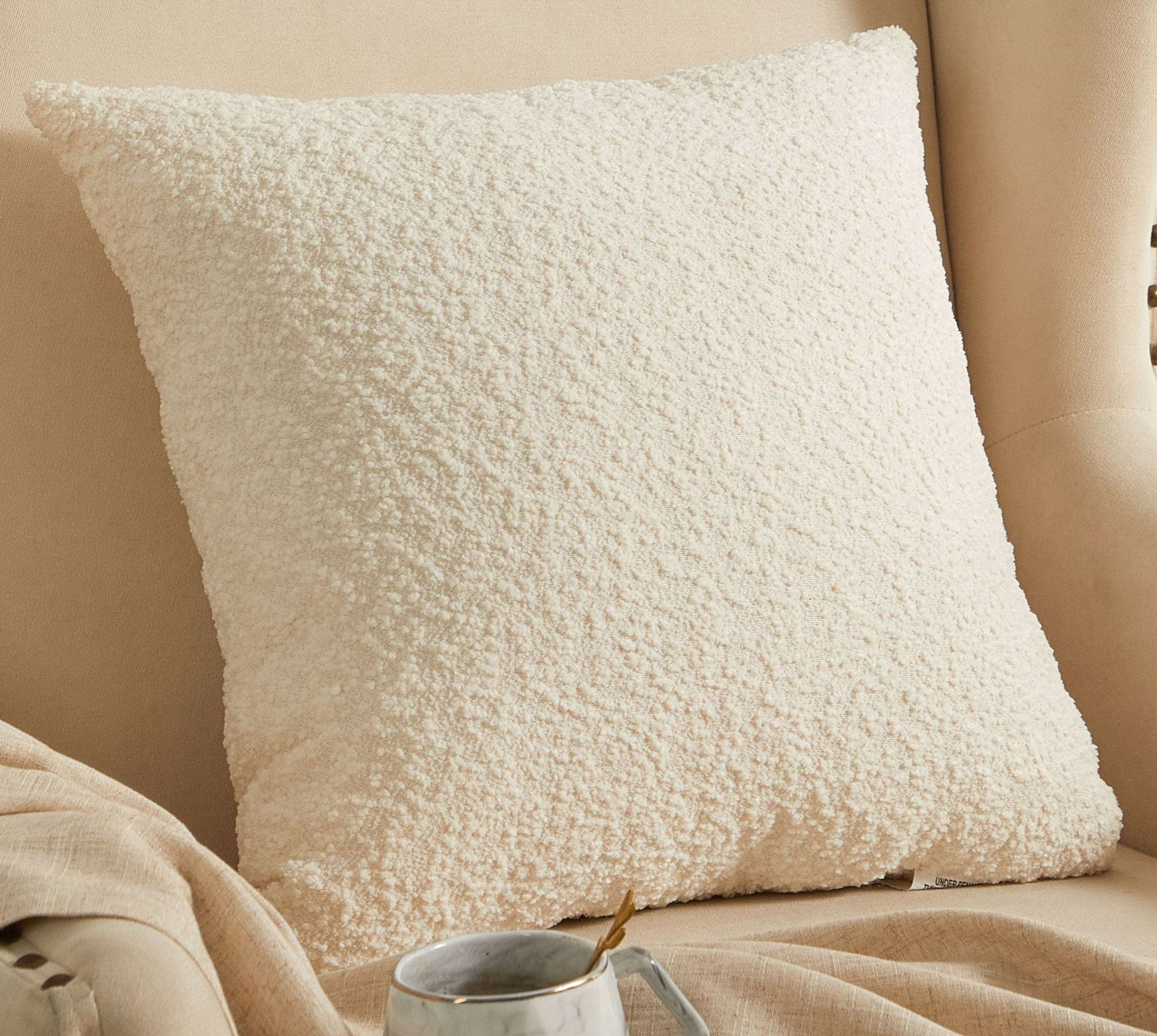 Mainstays Square Boucle Ivory Decorative Pillow For Adults, 18 in x 18 in