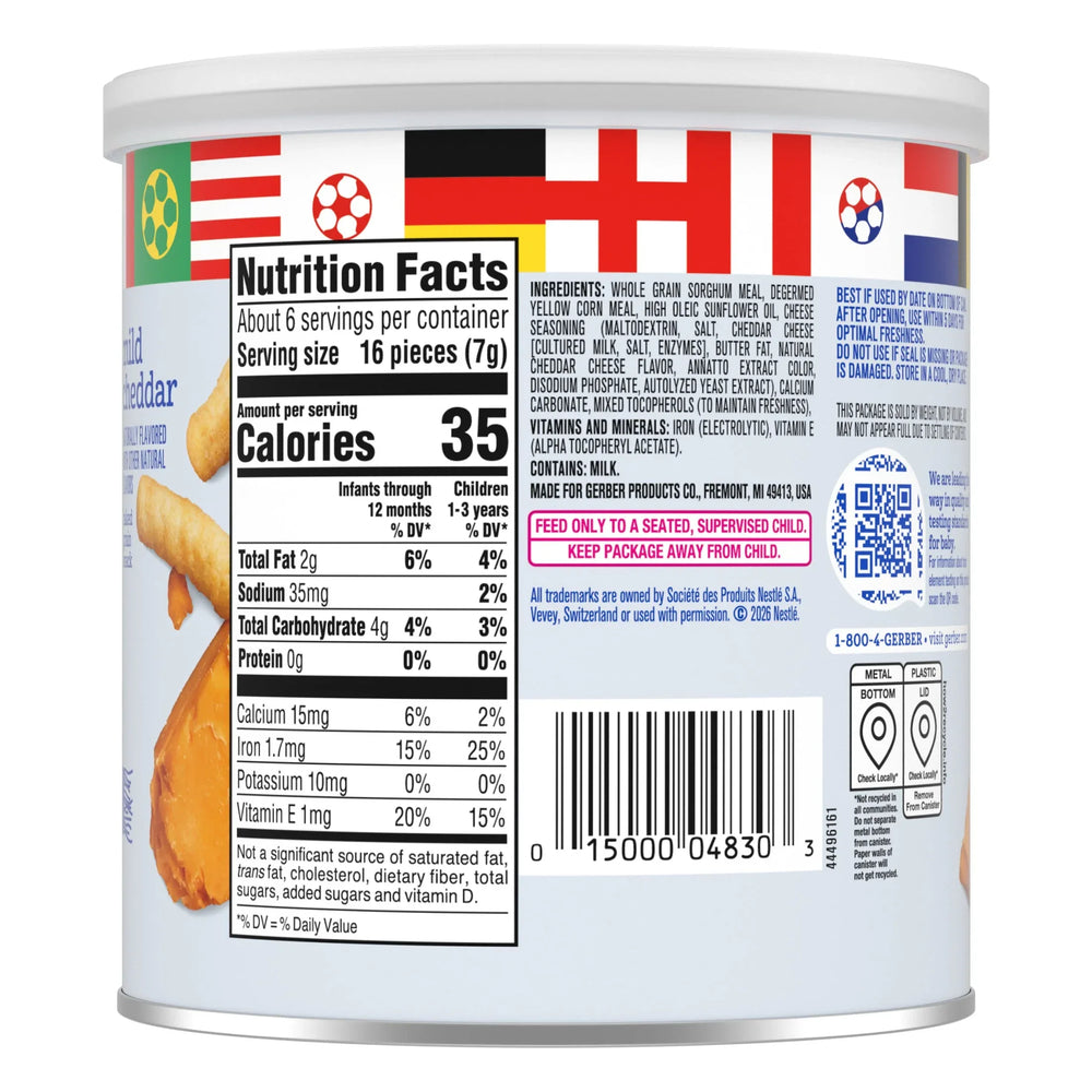 Gerber Stage 3 Baby Food Snacks, Mild Cheddar Lil' Crunchies, Baby Led Feeding 1.48 oz - USA MEGA SHOP