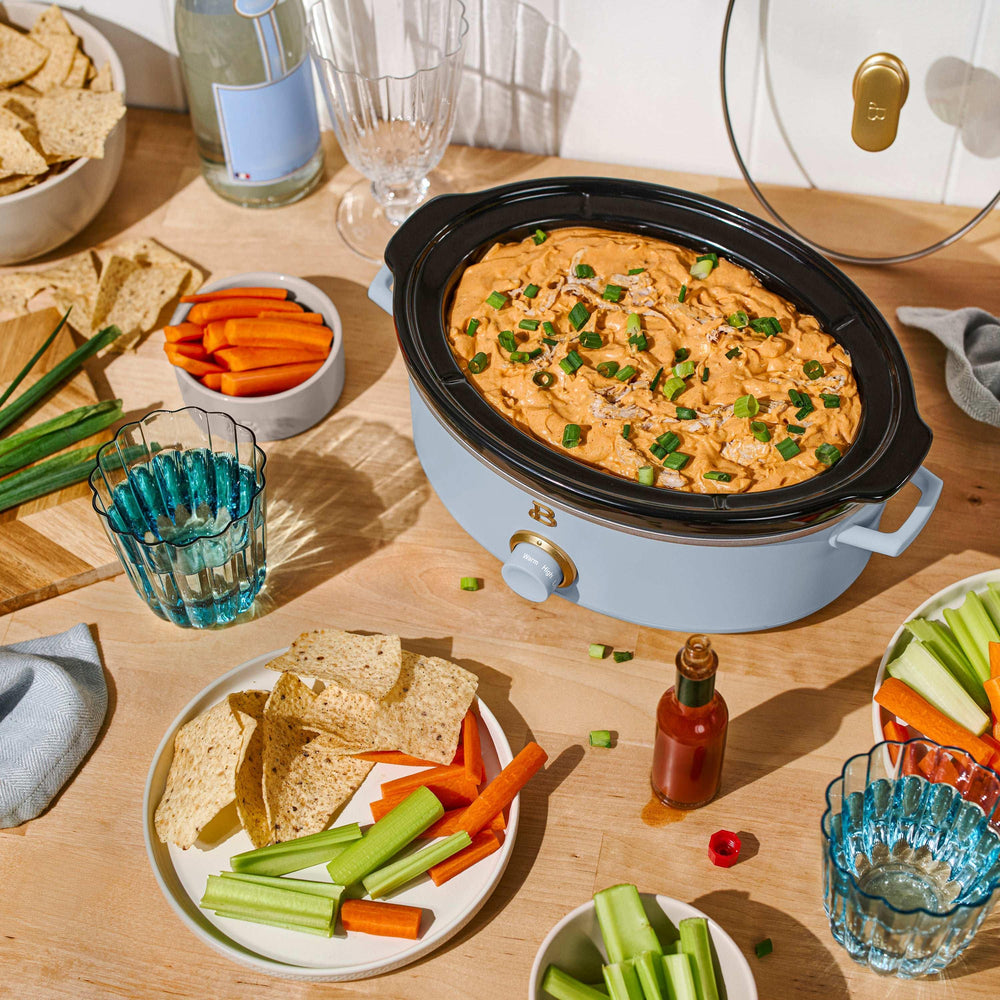 Beautiful 2.5 Qt Dip and Serve Manual Slow Cooker, Cornflower Blue by Drew Barrymore - USA MEGA SHOP