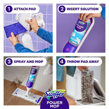 Swiffer Power Mop pad attachment and cleaning solution use with mop device
