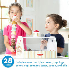 Melissa & Doug Wooden Scoop and Serve Ice Cream Counter With Play Food and Accessories (28 Pcs) - USA MEGA SHOP