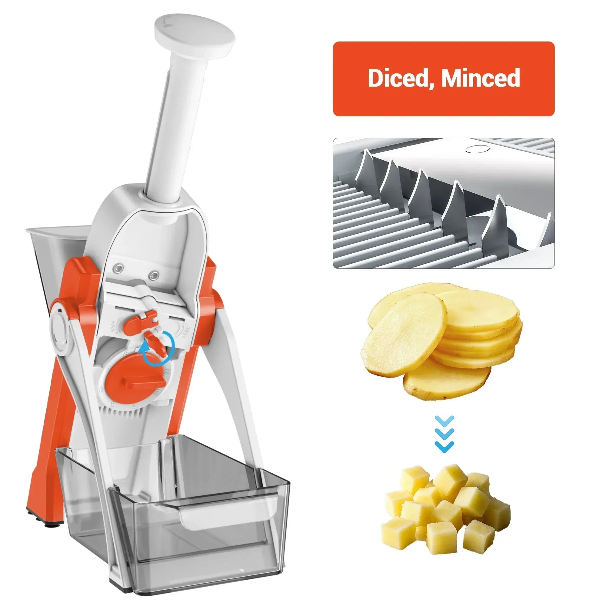 Mandoline Slicer for Vegetables Fruits, Adjustable Thickness Stainless Steel Food Cutter & Chopper, Safe and Quick Meal Preparation - USA MEGA SHOP