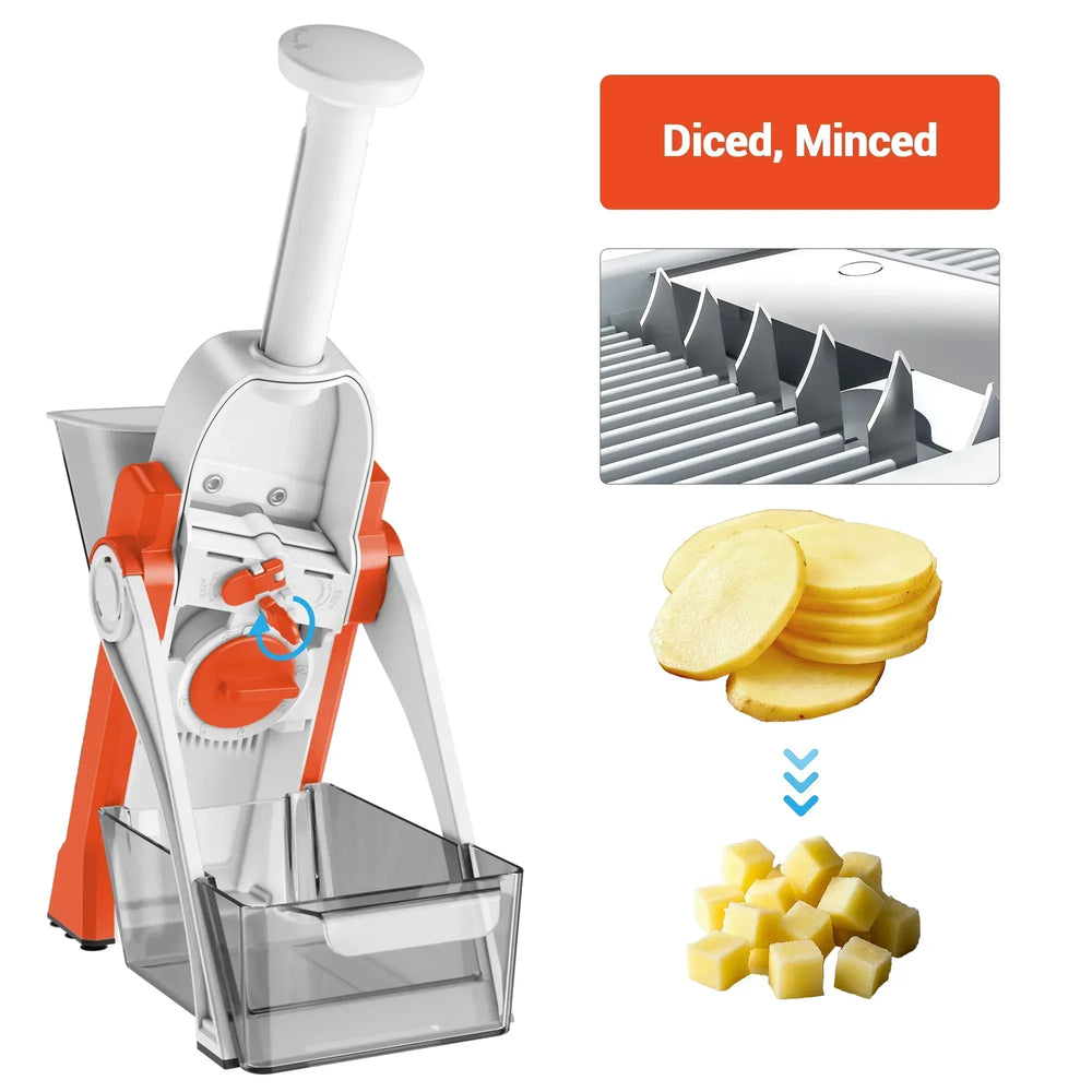 Mandoline Slicer for Vegetables Fruits, Adjustable Thickness Stainless Steel Food Cutter & Chopper, Safe and Quick Meal Preparation - USA MEGA SHOP