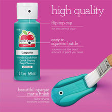 Acrylic craft paint bottle with flip-top cap, matte finish