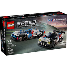 LEGO Speed Champions race car building set box with two BMW race car models