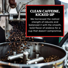 Roasted coffee beans in a coffee machine with a highlighted information panel