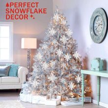 White acrylic snowflake drop ornaments with hanging crystal icicle beads