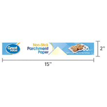 Non-stick parchment paper box layout showing 15 in size and 2 in height