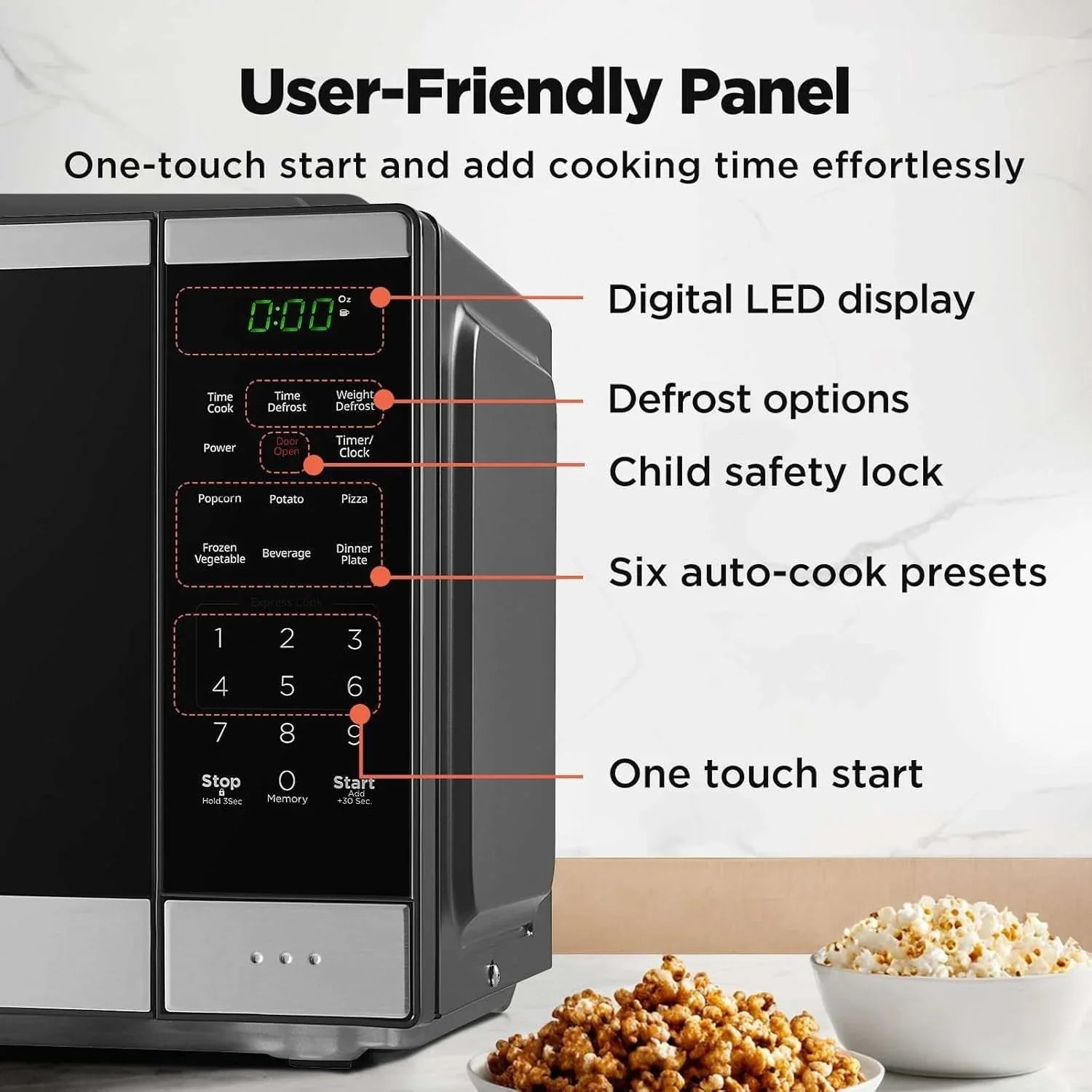 BLACK+DECKER 0.9 Cu Ft Microwave Oven Countertop , 6 Auto Menus, 10 Power Levels, Digital Panel, 900W - USA MEGA SHOP