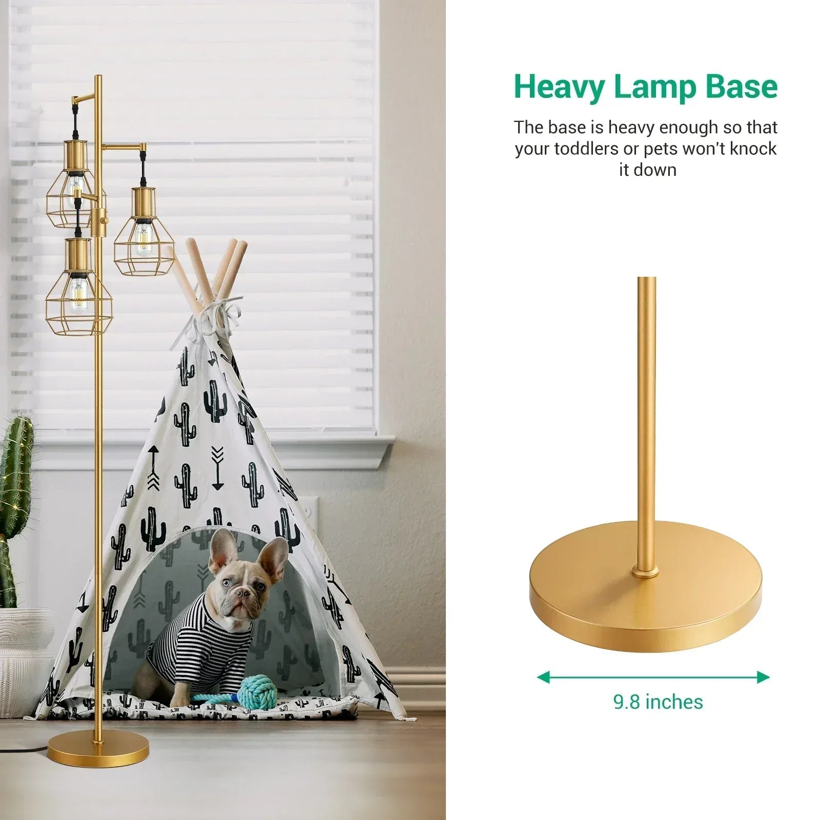 EDISHINE 65IN Farmhouse Industrial Black Floor Lamps for Living Room, Dimmable, Metal Standing Tree Lamp for Bedroom, Office, Home Decor, Lighting, 3 LED Bulb Included - USA MEGA SHOP