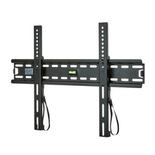 Black fixed TV wall mount bracket with center bubble level and horizontal mounting bar
