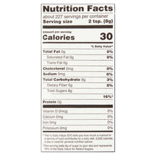 Nutrition Facts panel for granulated sugar, 30 calories per serving