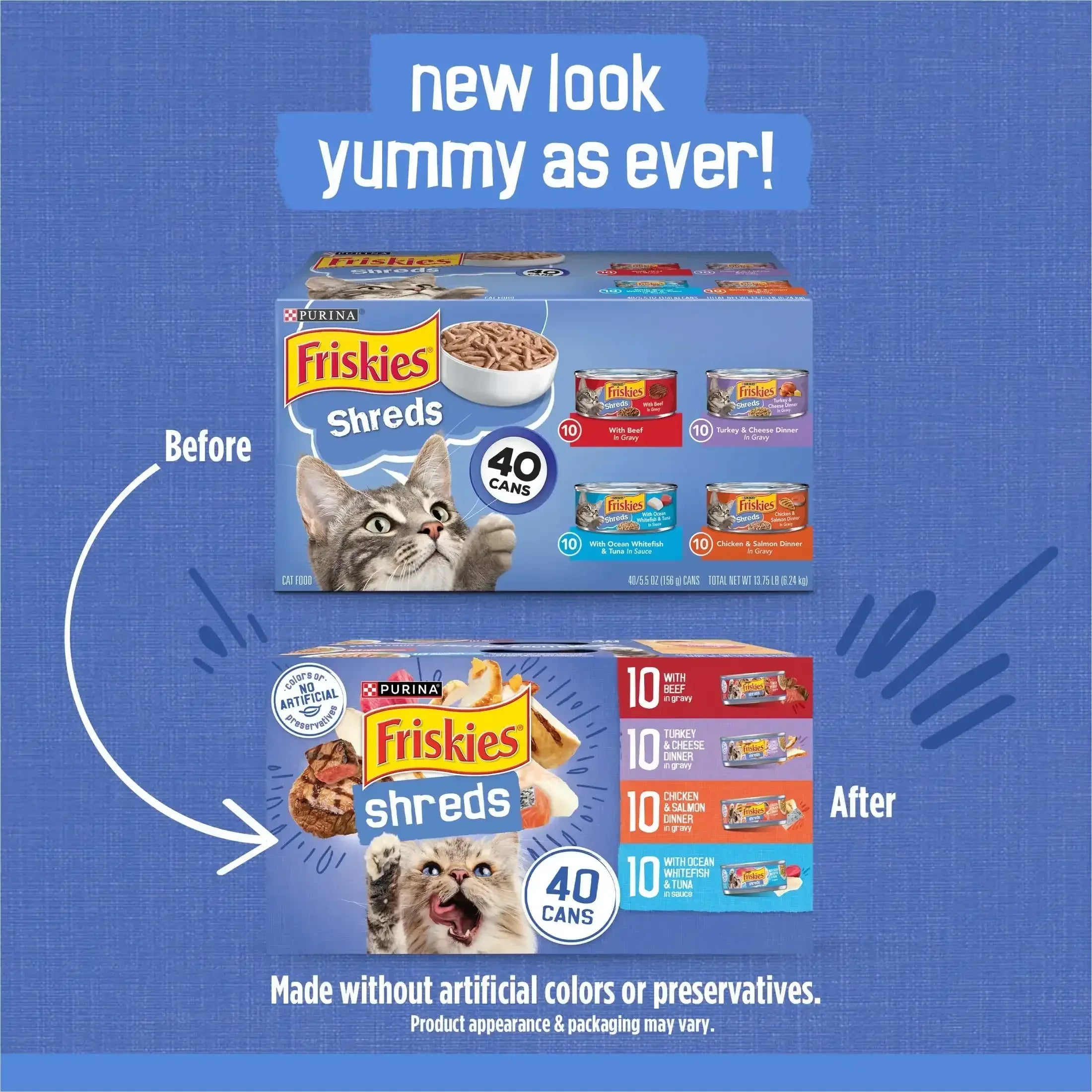 Purina Friskies Shreds Gravy Variety Pack, Wet Cat Food, 5.5 oz Cans