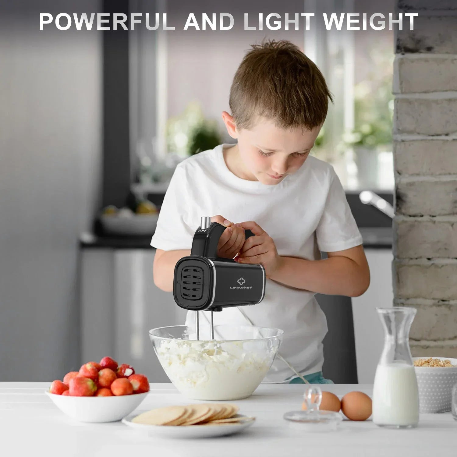 LINKChef Hand Mixer, 450W Turbo Electric Handheld Mixer, 5 Speed Electric Mixers for Kitchen (Black) - USA MEGA SHOP