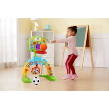 Kids sports activity center with goal arch, green legs, and soccer ball accessory
