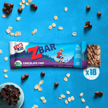 Zbar chocolate chip soft-baked snack bars, 18 pack box with oat and chocolate pieces
