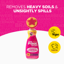 Carpet & upholstery stain remover with star brush head and vegan cruelty-free badges