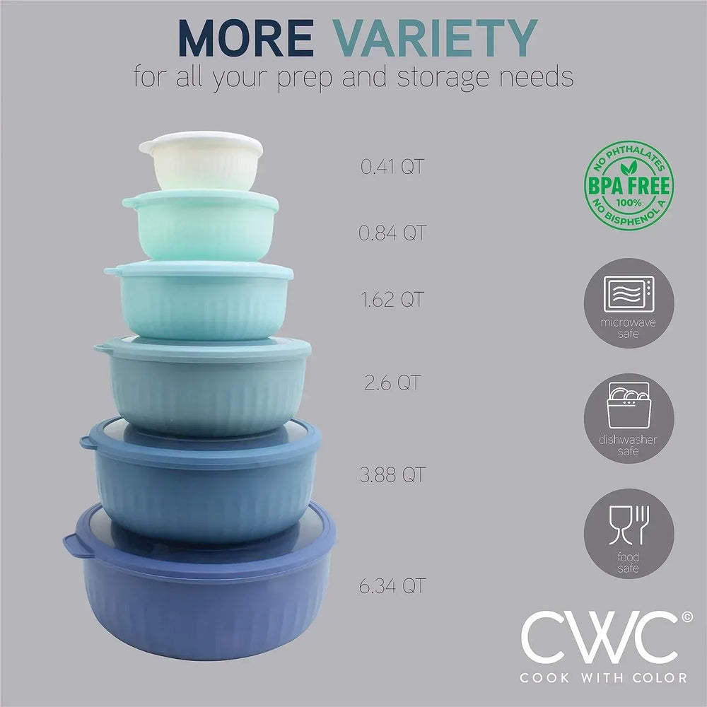 COOK WITH COLOR Meal Prep Containers Wide Mixing Bowls Food Storage Containers with Lids - USA MEGA SHOP