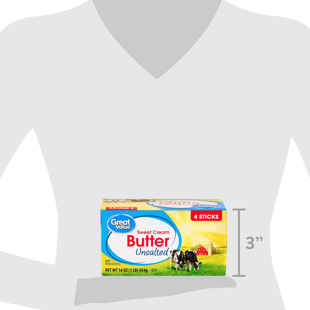 Great Value Sweet Cream Unsalted Butter, 16 oz, 4 Sticks - USA MEGA SHOP