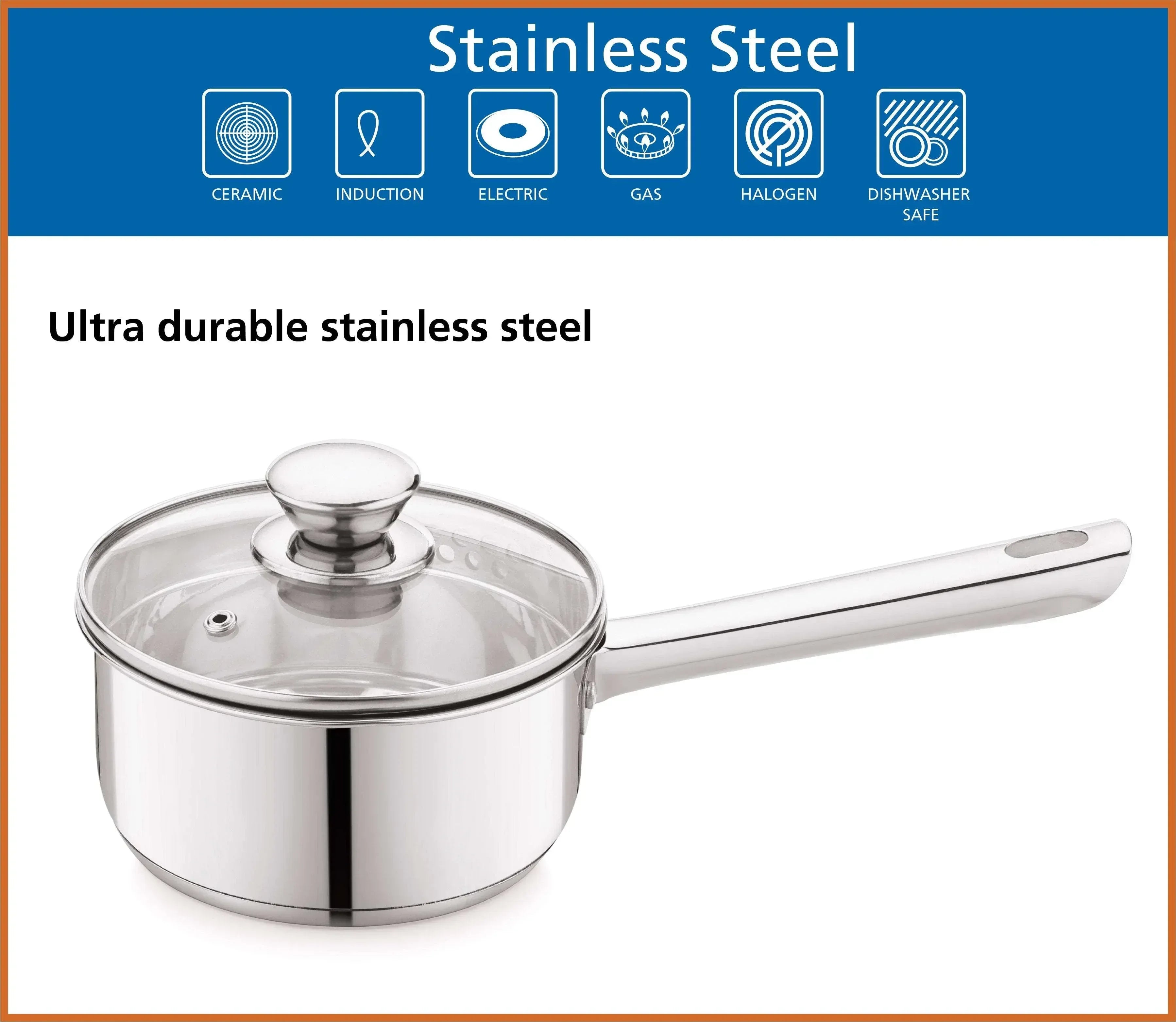 Mainstays 1 qt Oven Safe Stainless Steel Saucepan with Straining Lid