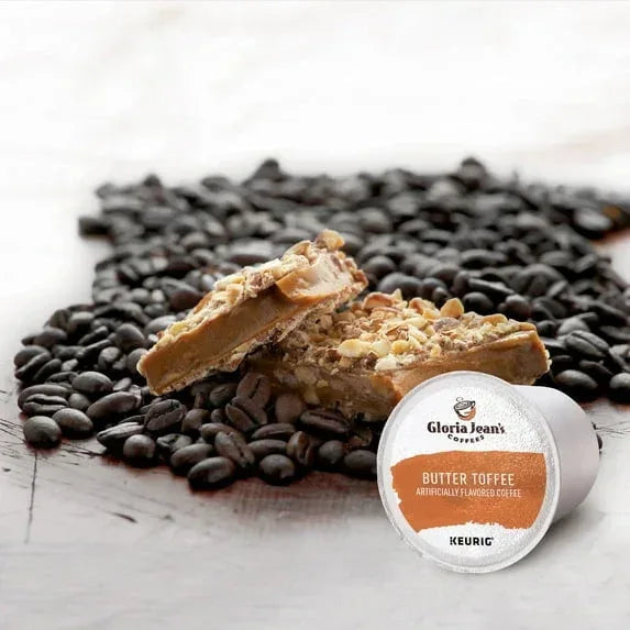 Gloria Jean's Coffees Butter Toffee Flavored K-Cup Pods, Light Roast, 24 Count for Keurig Brewers