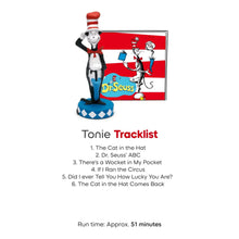 tonies Cat in the Hat figurine with red story card and tracklist panel