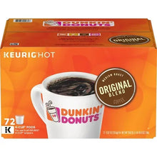 Dunkin' Donuts Original Blend medium roast coffee pods box, 72 count for Keurig