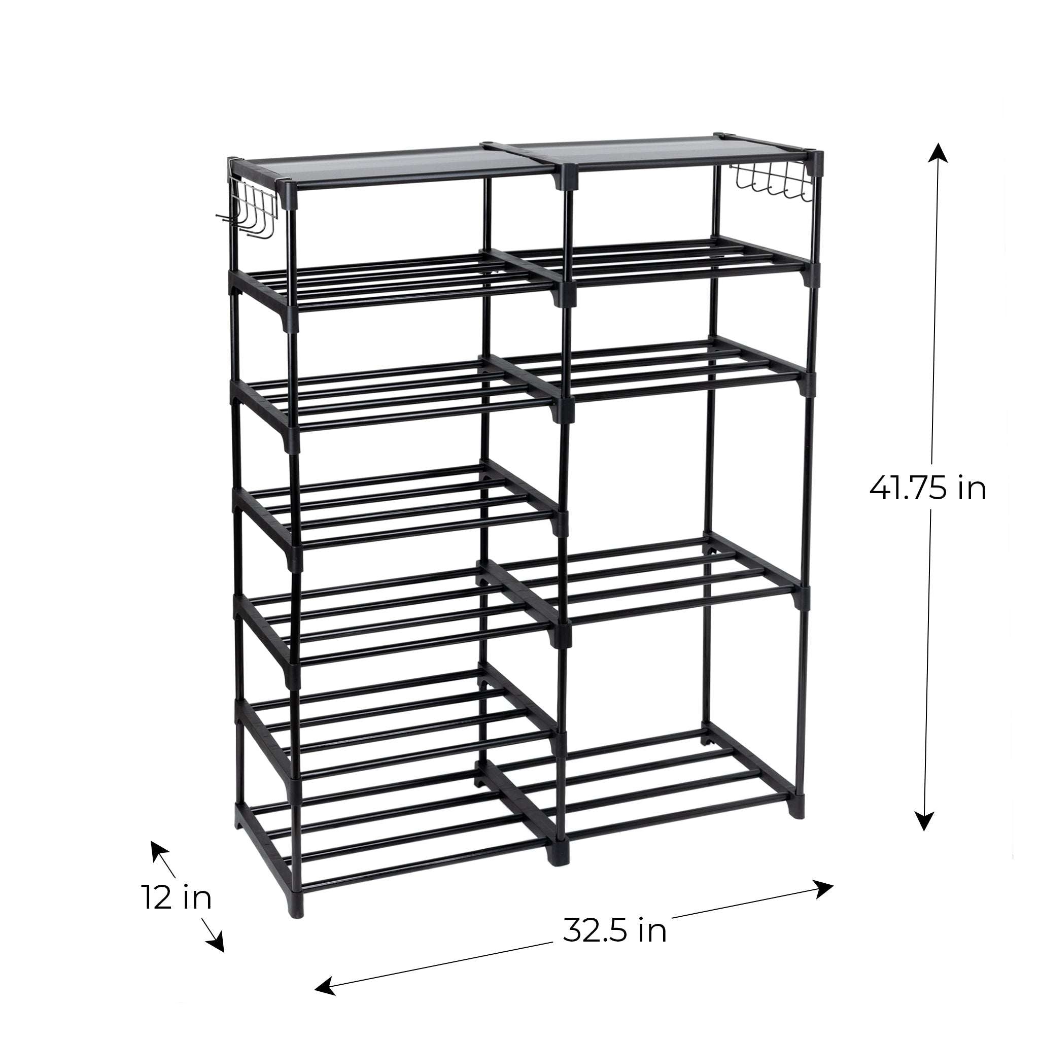 Mainstays Black 7-Tier Shoe Rack with Space-Saving Design, Holds 21 Pairs