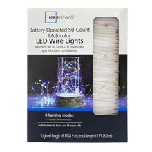 Mainstays battery-operated 50-count multicolor LED wire lights retail box