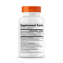 Doctor's Best CoQ10 supplement bottle back panel with Supplement Facts information