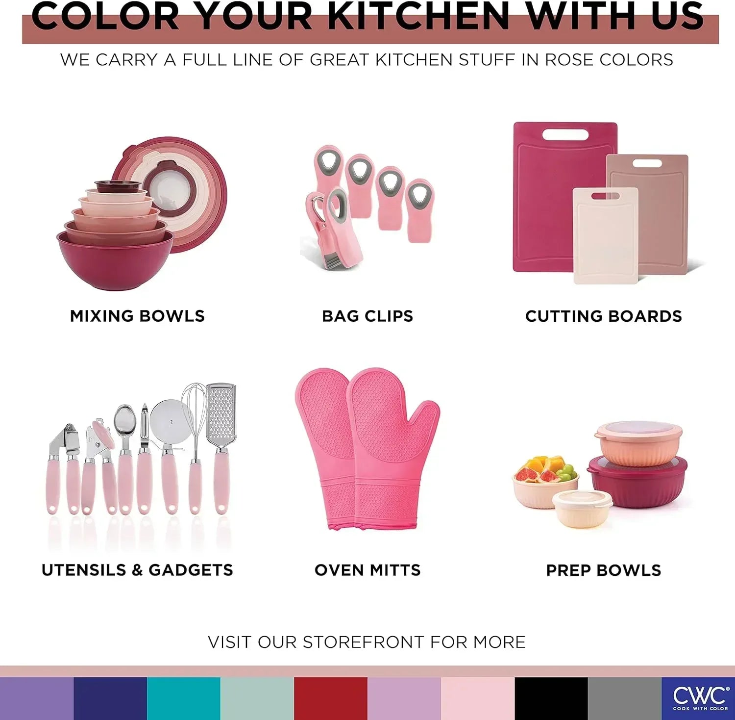 COOK WITH COLOR Meal Prep Containers Wide Mixing Bowls Food Storage Containers with Lid