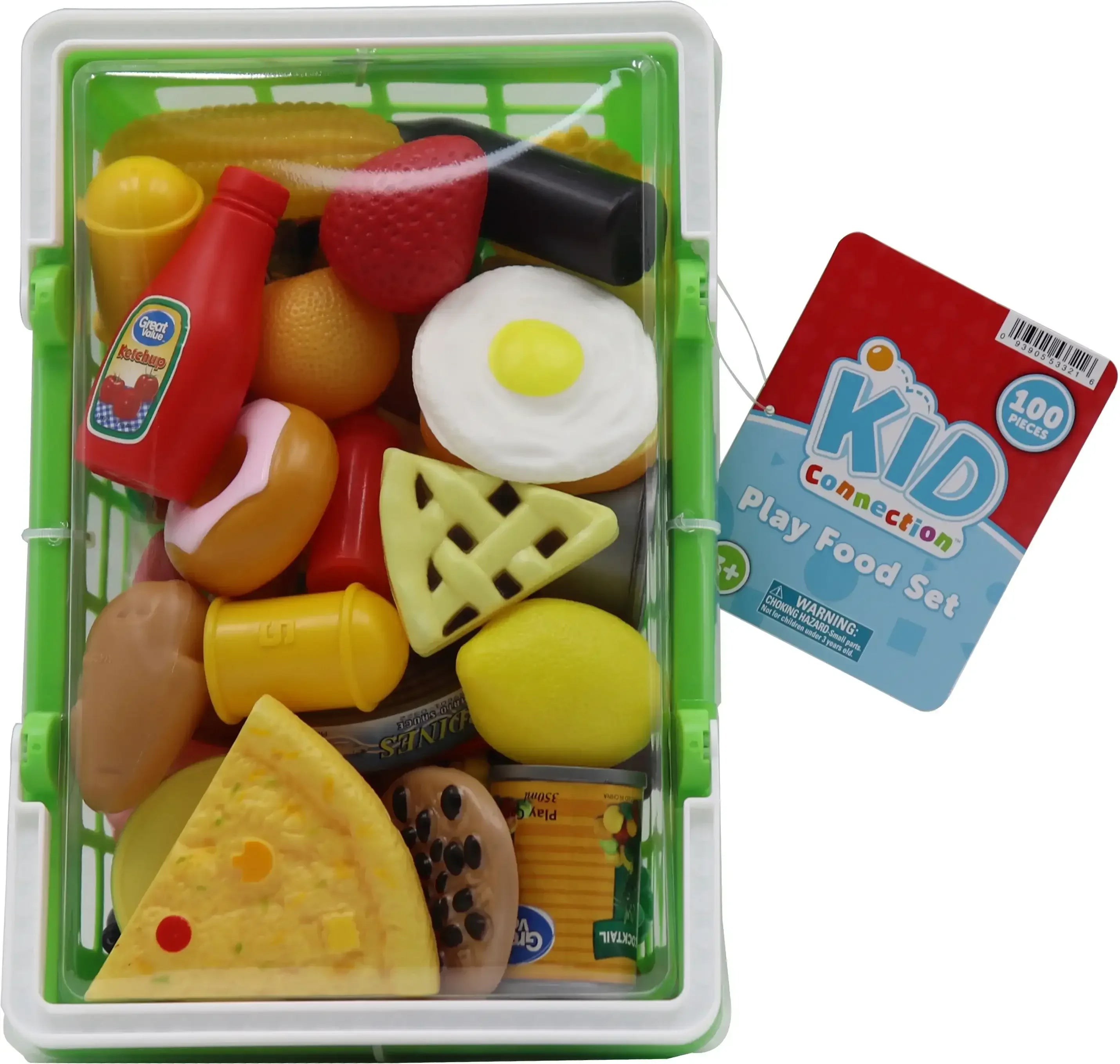 Kid Connection Play Food Basket, 100 Pieces, Toddler Toys - USA MEGA SHOP