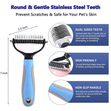 Stainless steel dual-sided pet grooming comb with non-slip handle