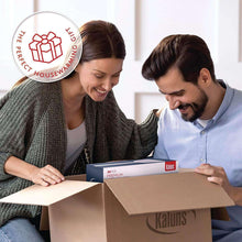 Kaluns 35-piece cooking utensil set box held by two people during delivery