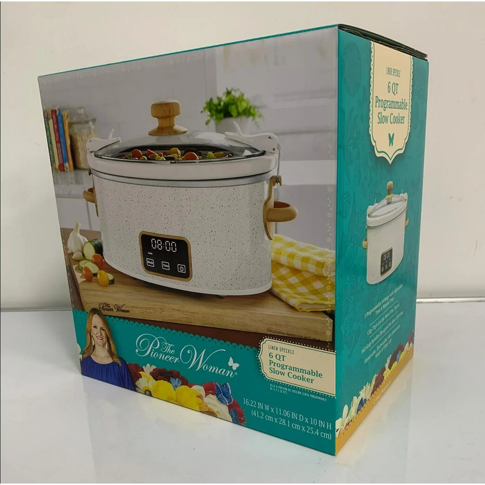The Pioneer Woman 6 QT Slow Cooker, Locking Lid, Digital, Linen Specile, Model PW8400778514-5 - USA MEGA SHOP