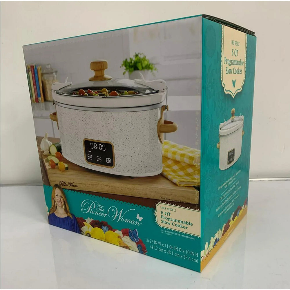The Pioneer Woman 6 QT Slow Cooker, Locking Lid, Digital, Linen Specile, Model PW8400778514-5 - USA MEGA SHOP